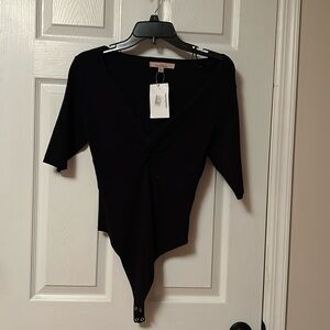 Black sweater bodysuit top